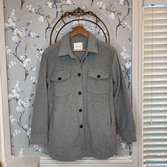 Thread & Supply Jackets & Blazers - Thread & Supply Womens Grey Button Front Shacket Shirt Jacket J2071PND Small